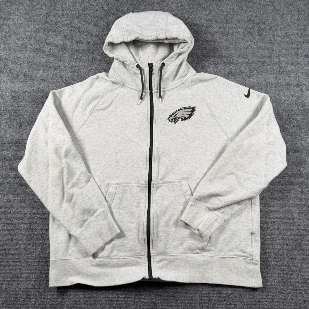 Nike Philadelphia Eagles Hoodie Mens XL Gray Full Zip NFL Team Apparel 11918